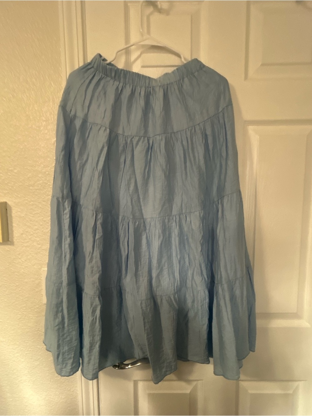 Women’s Light Blue Tiered Maxi Skirt – Casual Flowing Summer Style